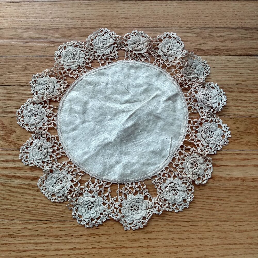 Vintage Hand Crocheted Doily Handmade Small Floral Shabby